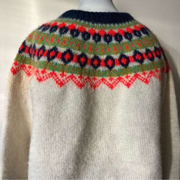 Vintage wool Icelandic women’s small Patterned Knit Sweater apres ski - Picture 8 of 11